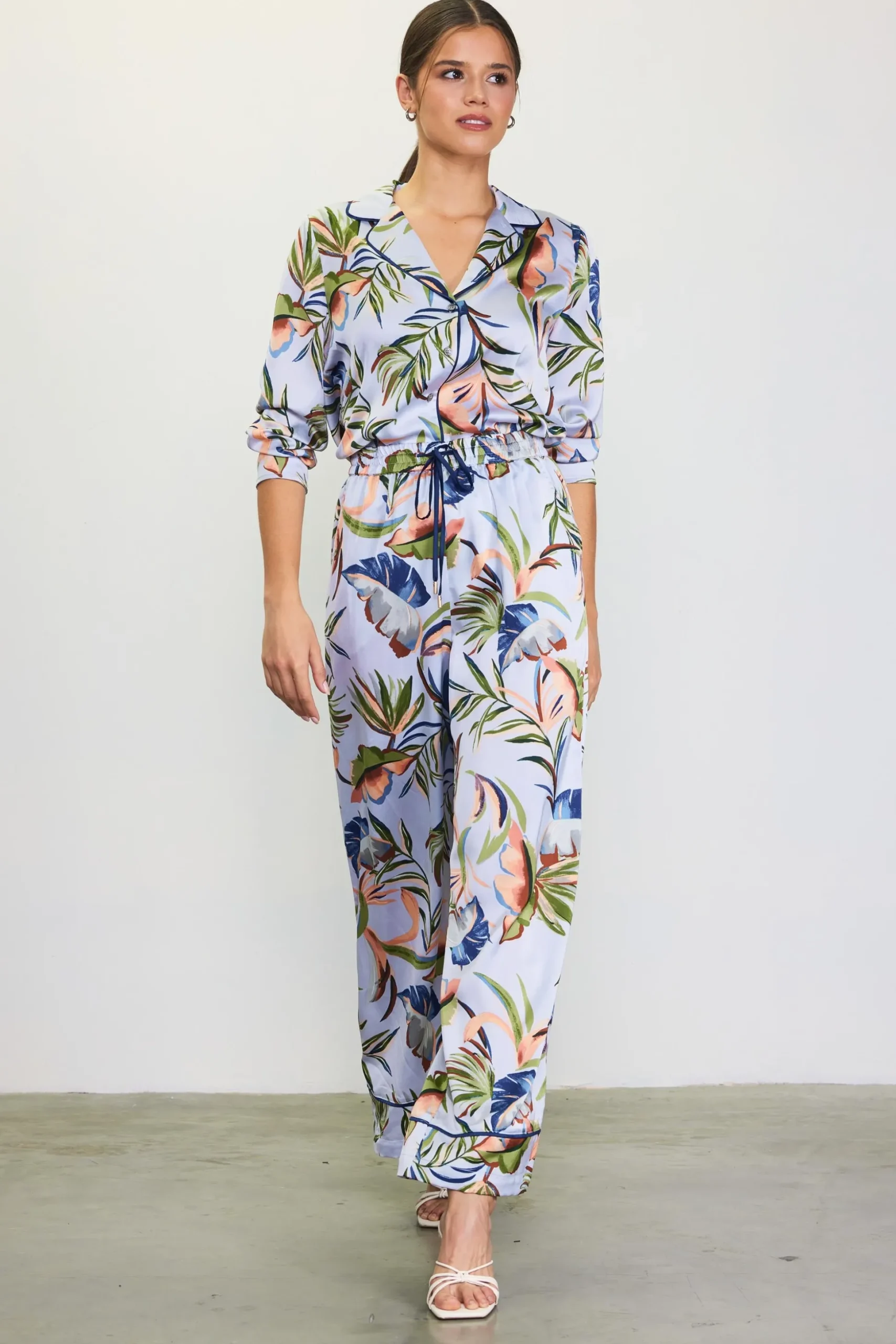 Bianca Floral Print Elastic Waistband Pants
