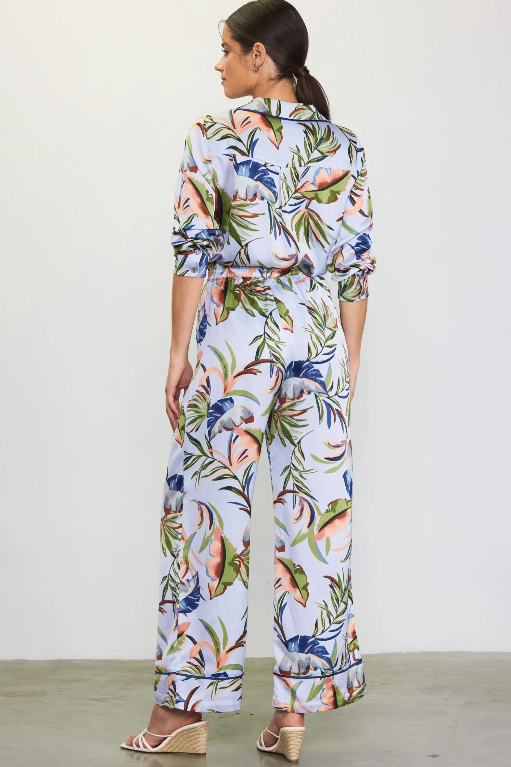Bianca Floral Print Elastic Waistband Pants