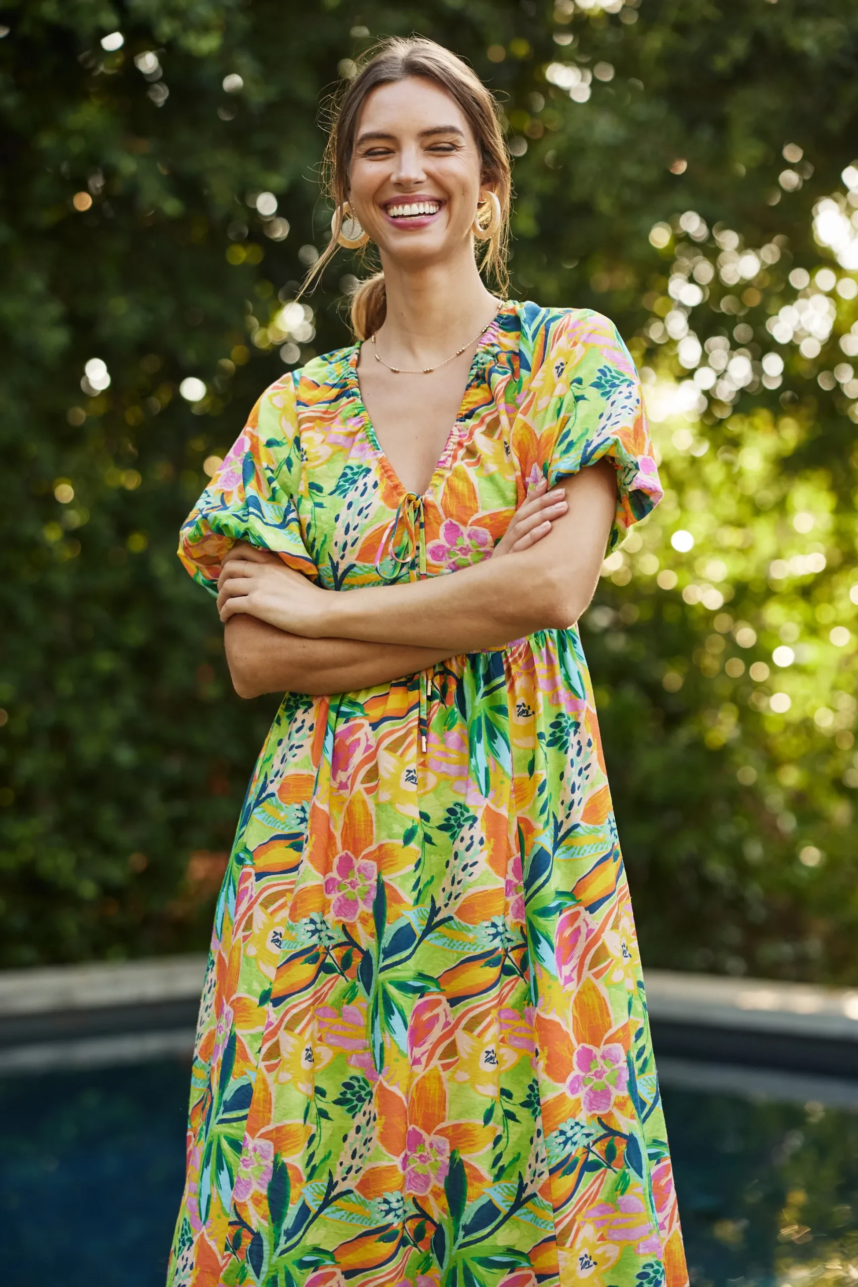 Celine Floral Print Midi Dress