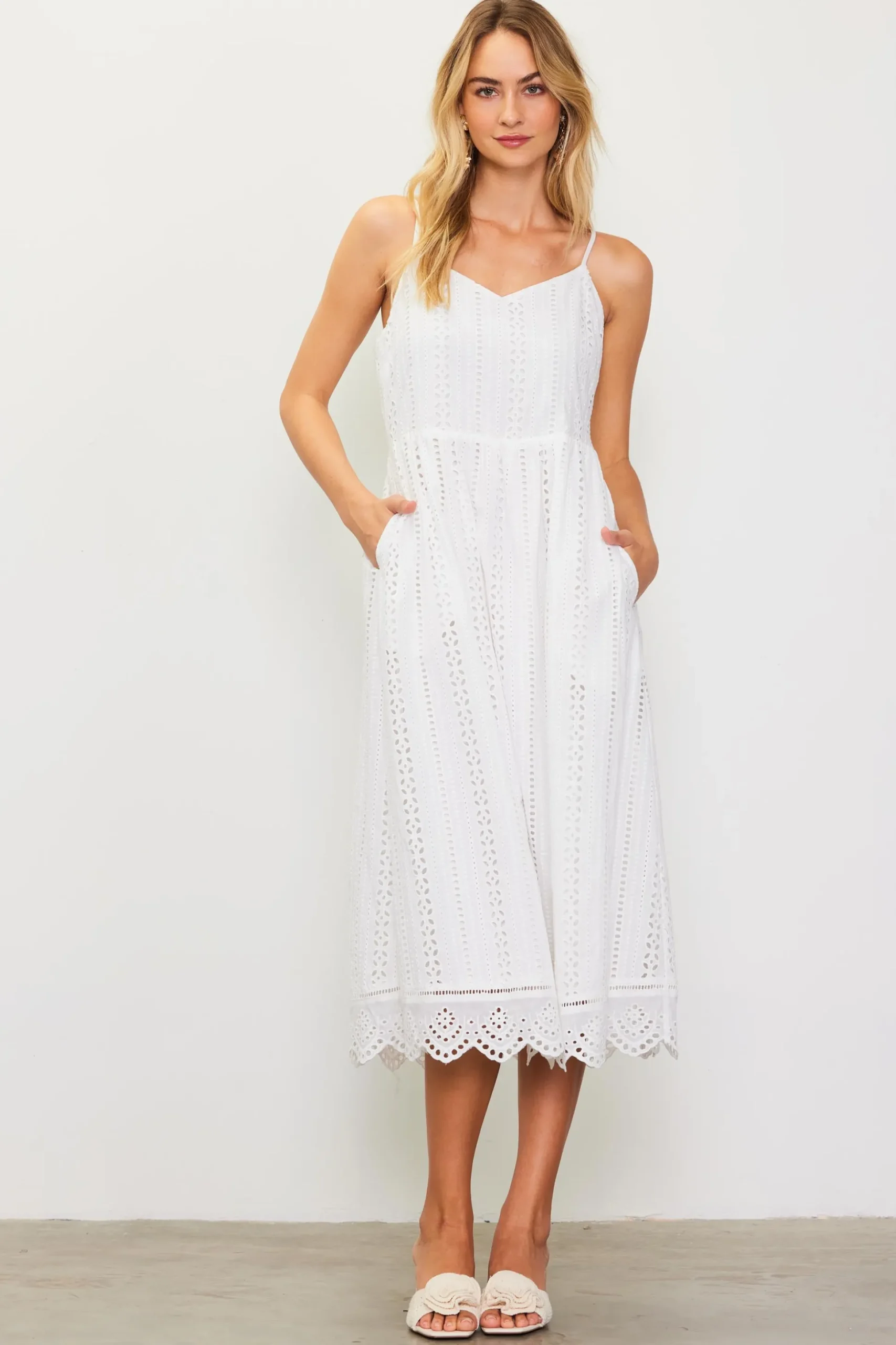 Eyelet Lace Midi Dress