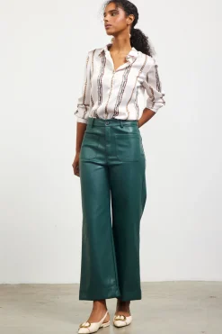 Faux Leather Wide Leg Pants