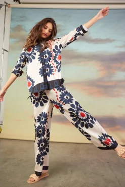 Floral Print Elastic Waistband Pants