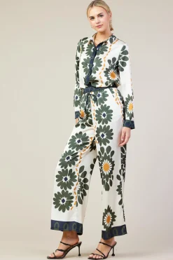 Floral Print Elastic Waistband Pants