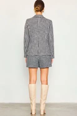 Fringed Houndstooth Blazer