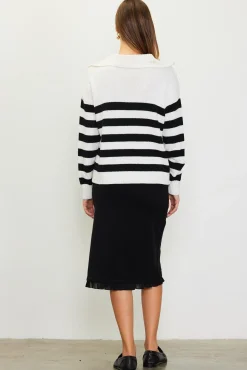 Half-Zip Striped Sweater