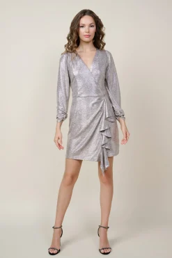Metallic Ruffled Mini Dress