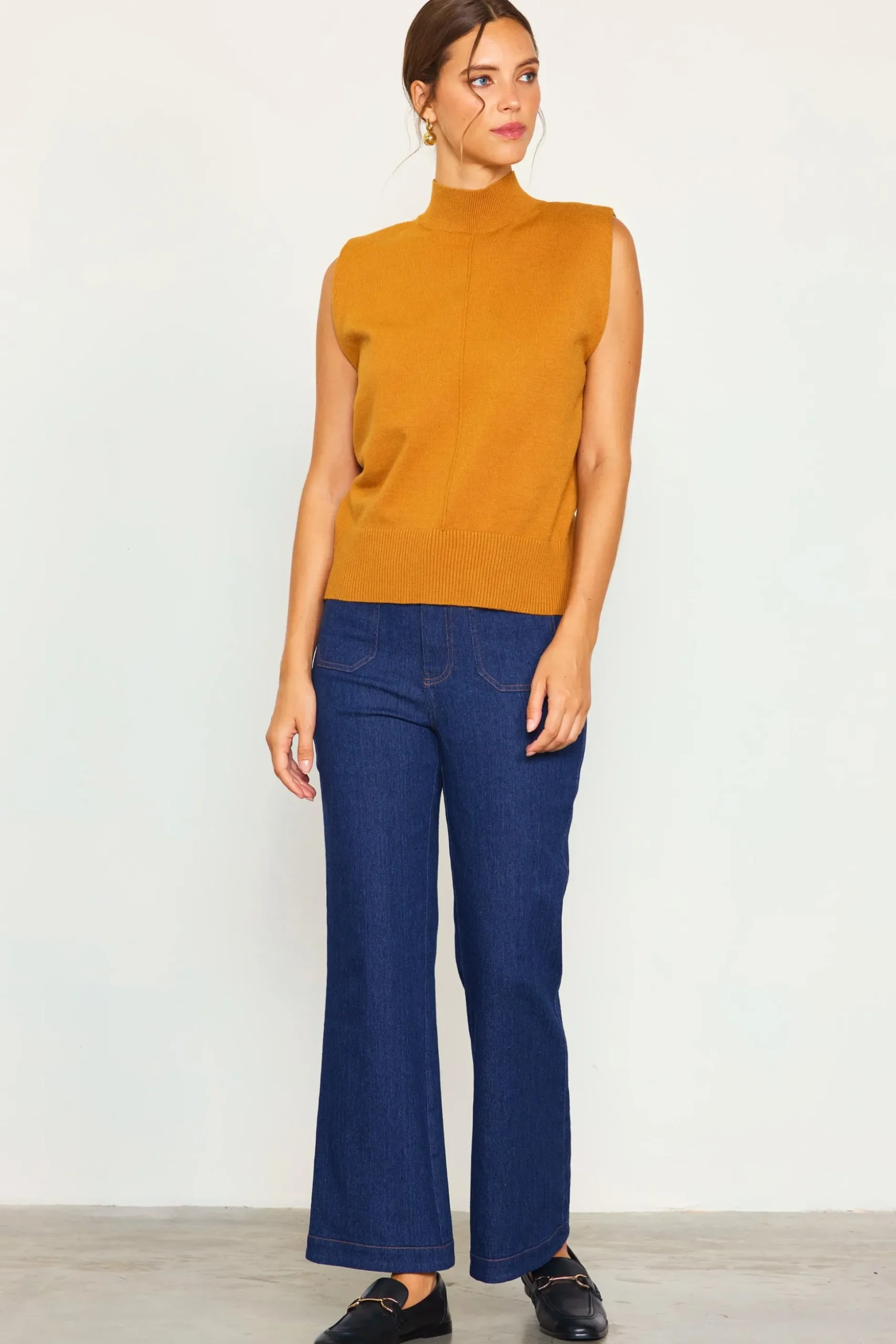 Mock Neck Sleeveless Knit Top