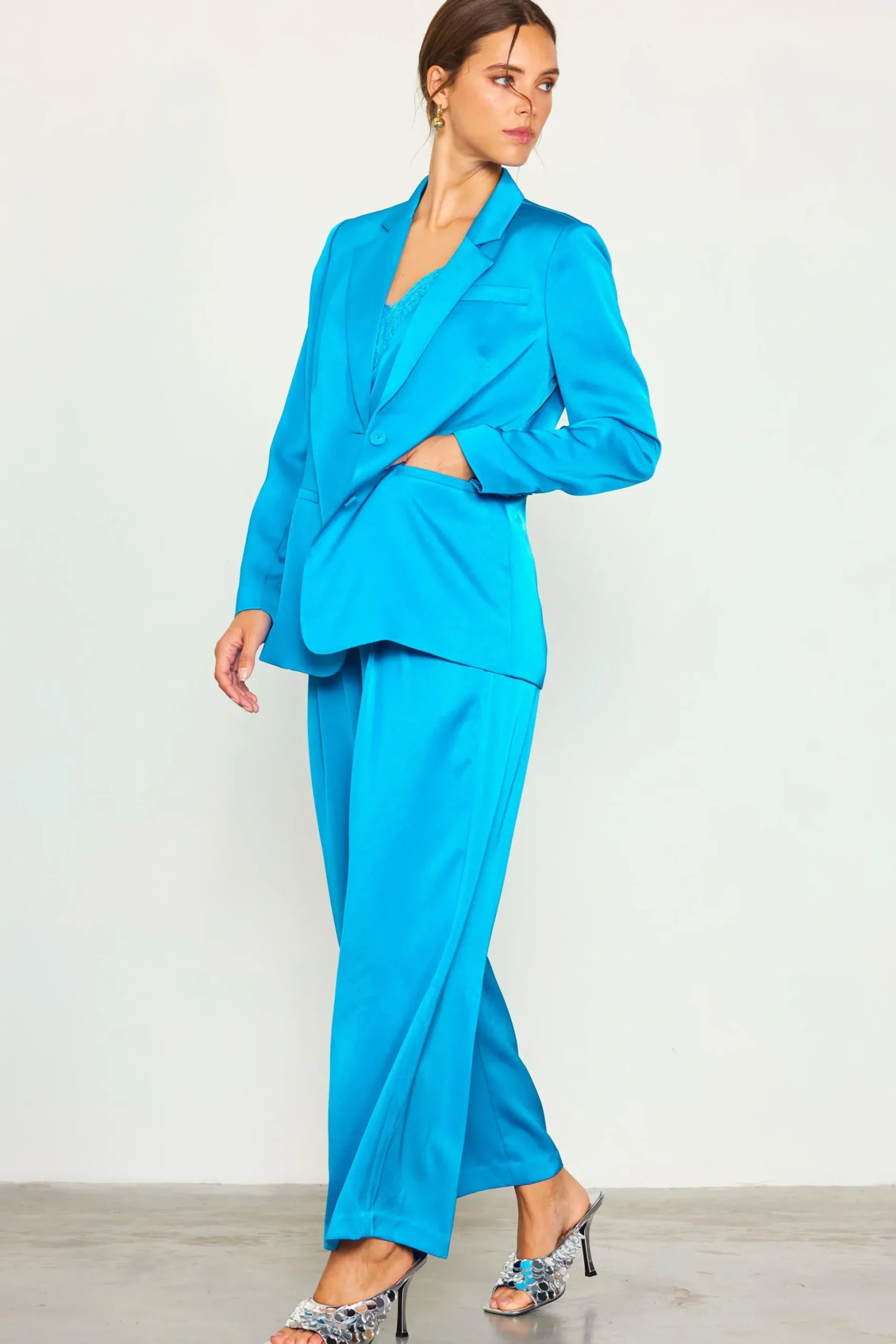 Neon Satin Welt Pocket Blazer