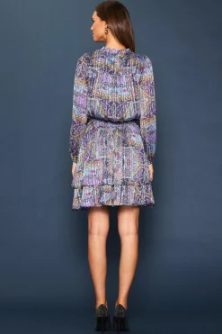 Paisley Motif Smocked Mini Dress