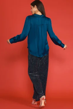 Recycled Crinkle Satin Buttondown