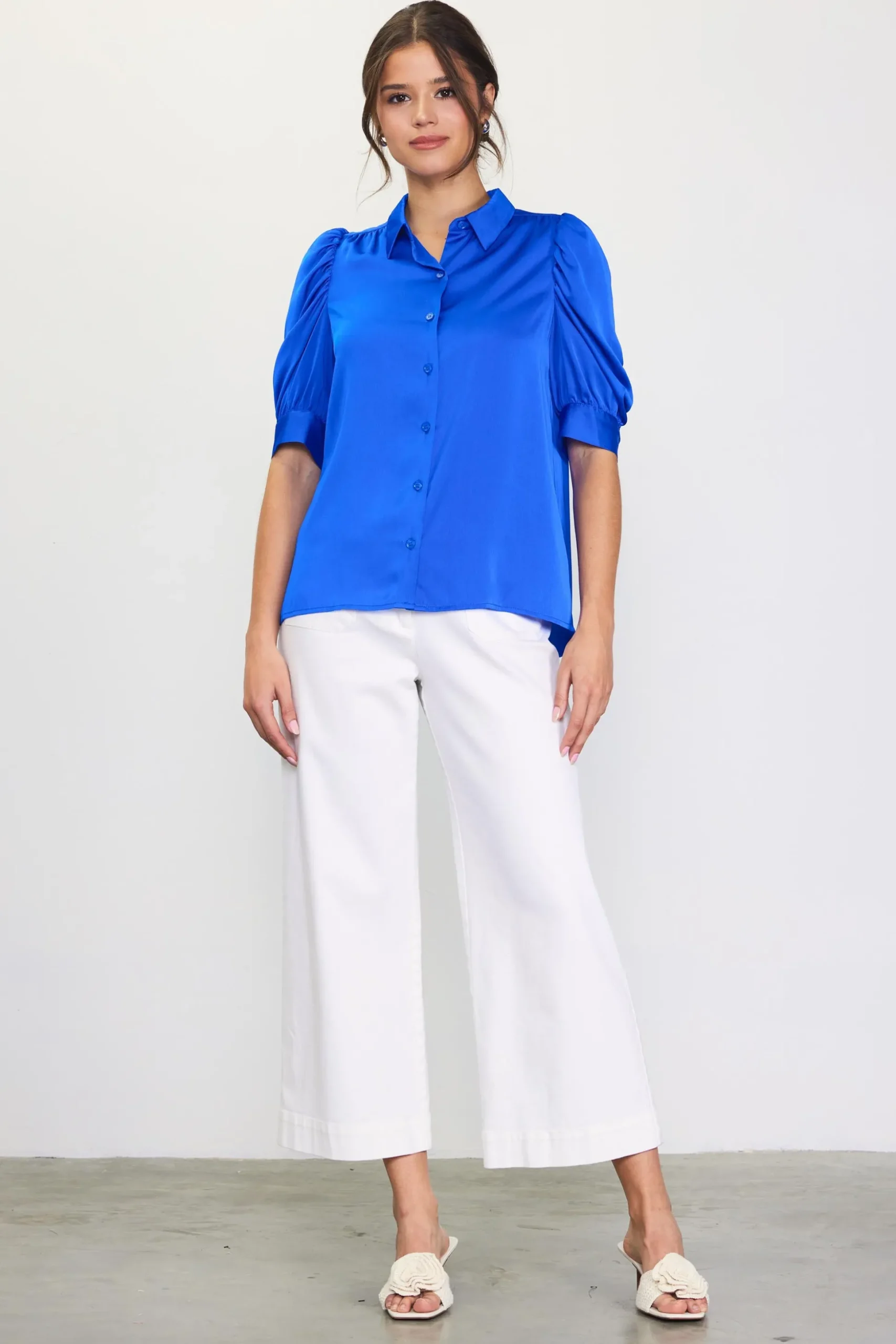 Recycled Shirred Sleeve Blouse