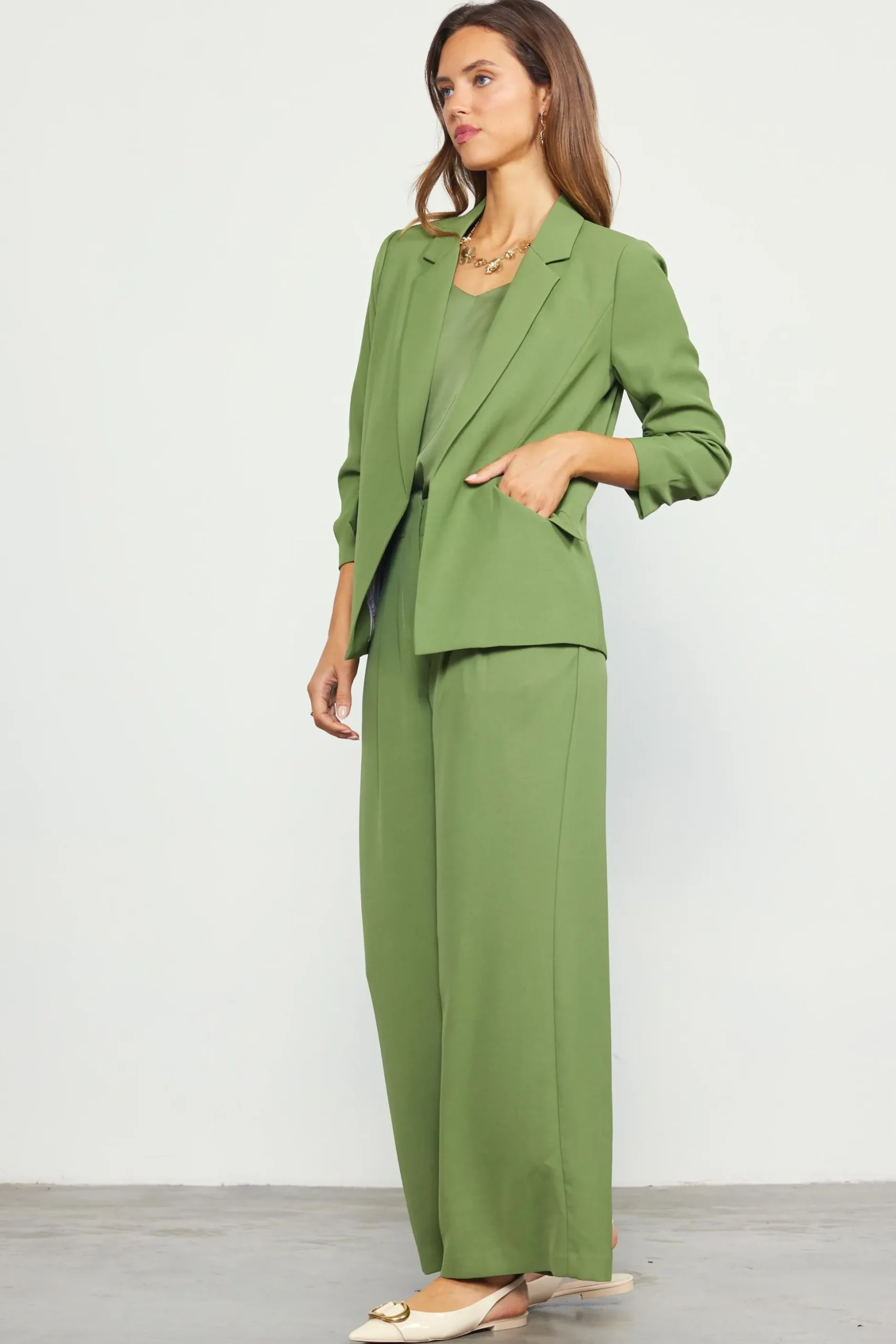 Recycled Shirred Sleeve Blazer