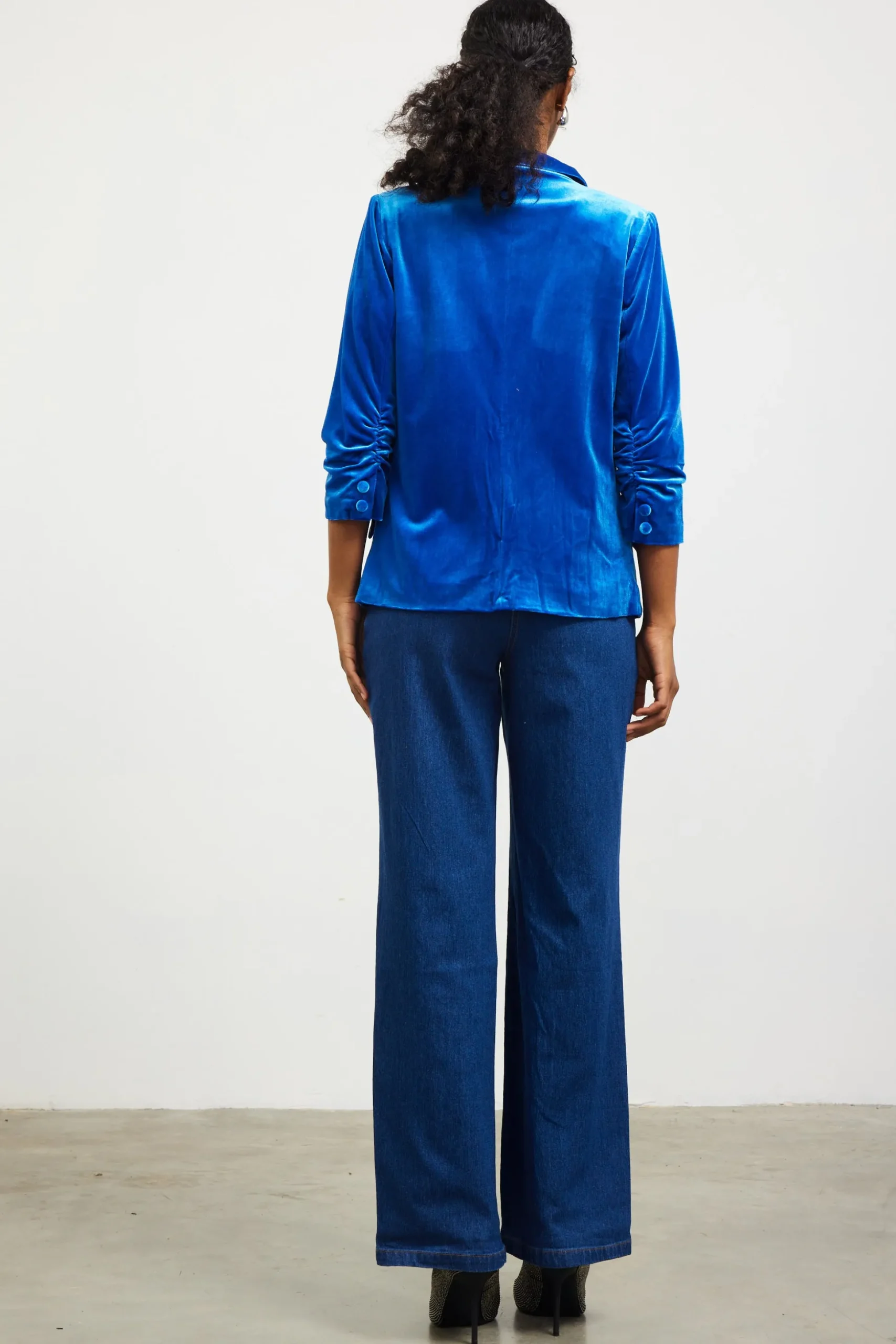 Ruched Velvet Blazer