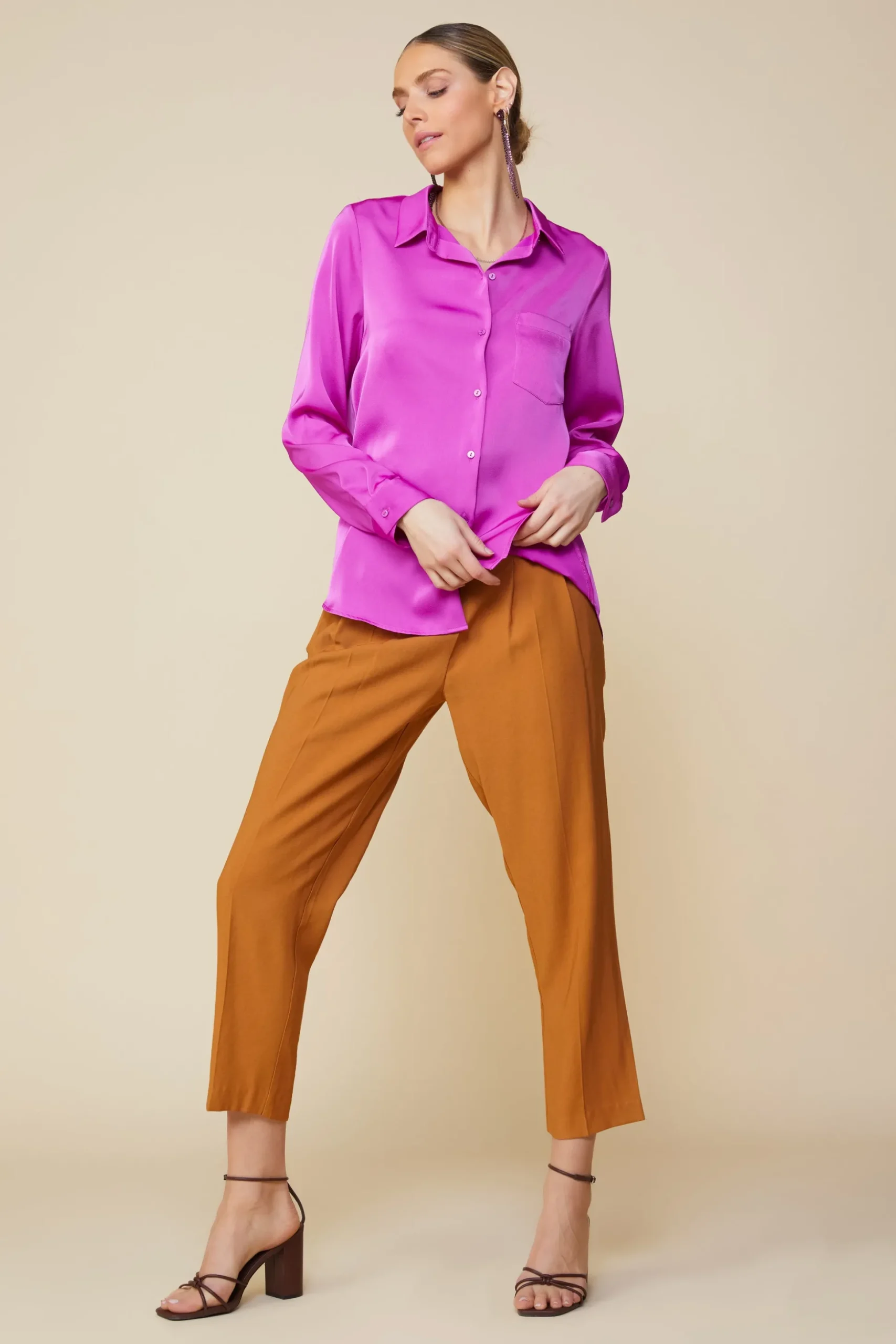 Satin Button Down Shirt