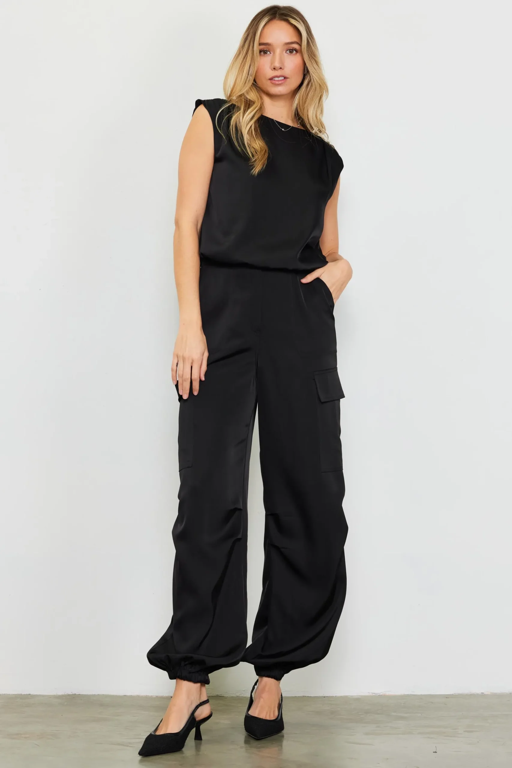 Satin Cargo Pants