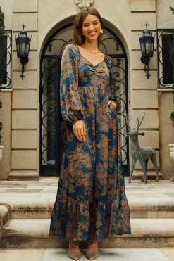 Sweetheart Neckline Longsleeve Maxi Dress